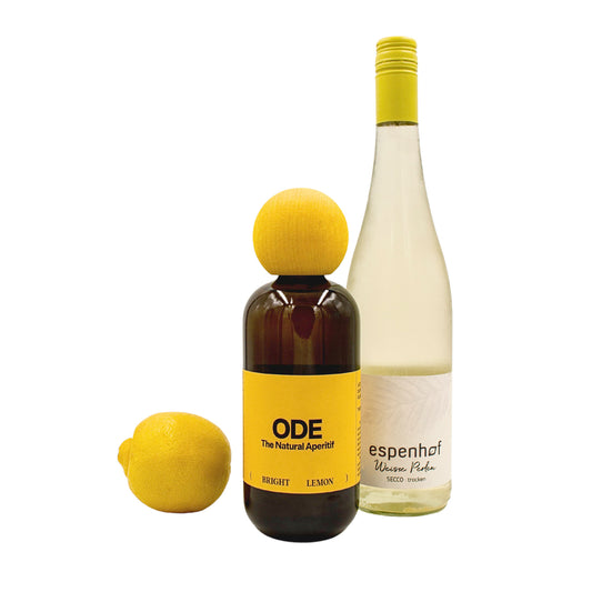 Der ODE Lemon Spritz: ODE The Natural Aperitif Bright Lemon + "Weiße Perlen" Secco ODE Berlin