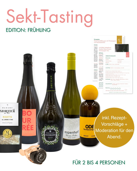 Sekt-Tasting Paket - Die prickelnde Genussreise | Edition: Frühling - mit Risotto Mischung von Madame Mortier