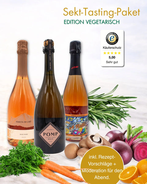 Sekt-Tasting für Zuhause - Die prickelnde Genussreise | Edition: Vegetarisch Sekterlebnis