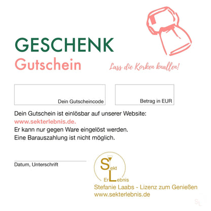 Sekterlebnis - Geschenkgutschein Lizenz zum Genießen