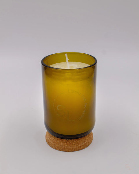 UPCYCLE Kerzenglas aus Weinflasche mit Korkdeckel Lizenz zum Genießen