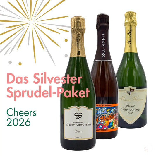 Drei verschiedene Flaschen Sektvergnügen für Silvester.